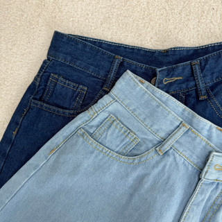 Quần short jean nữ bigsize nữ chữ A lật lai lưng cao cài khuy không co giãn J2