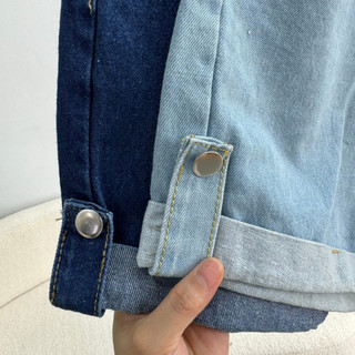 Quần short jean nữ bigsize nữ chữ A lật lai lưng cao cài khuy không co giãn J2