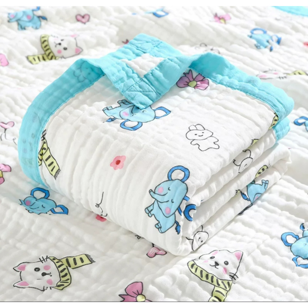 [CHỌN MẪU] Khăn tắm xô cho bé 6 lớp có viền, không xù lông an toàn sơ sinh mềm mại size lớn 1m1x1m1  - 3SBABY MT02
