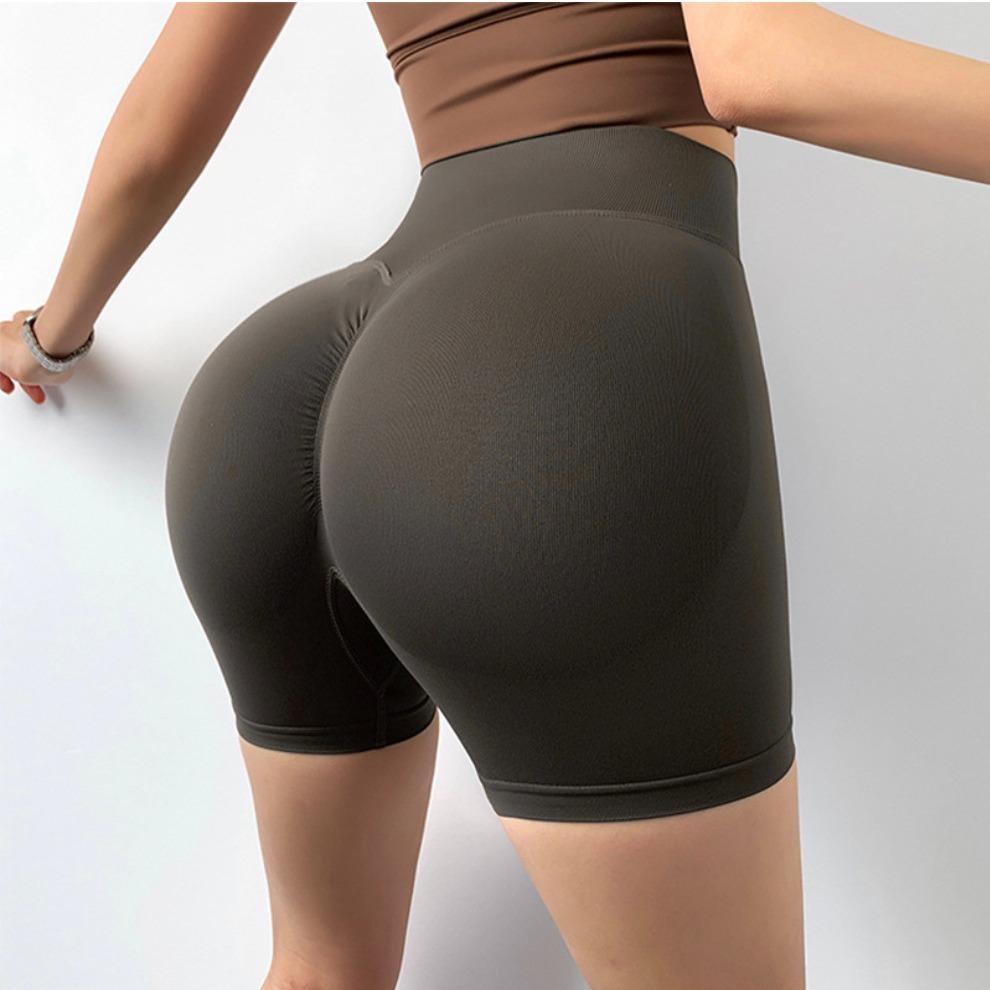 Quần Đùi Nâng Mông Vải Dệt Kim Nữ, quần đùi tập gym nữ yoga aerobic thể thao chun mông EVASPORT