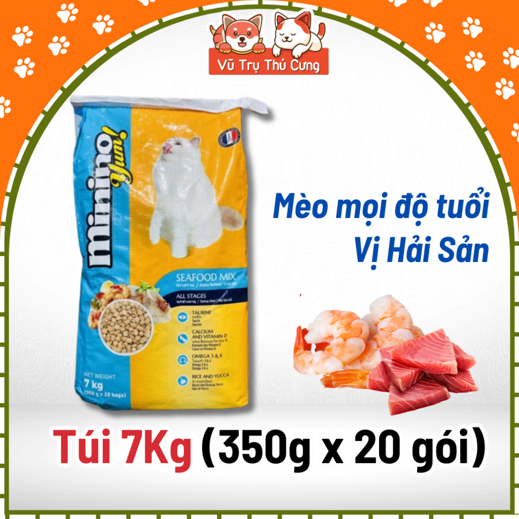 Thức Ăn Hạt Cho Mèo Minino Yum 7Kg