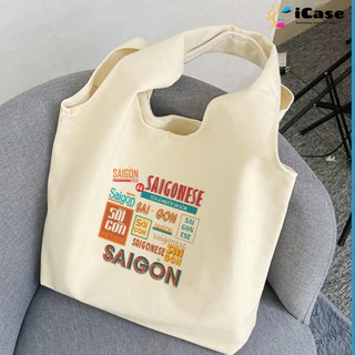 Túi vải Canvas iCase túi bánh bèo màu be BST Việt Nam( không có túi con )