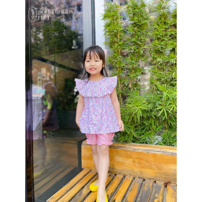 Set Bộ Bé Gái Sofia E0248 Cánh Tiên Hoa Nhí Dễ Thương - Bộ Quần Áo Thời Trang Bé Gái Size 1-10 Tuổi (10-40kg)