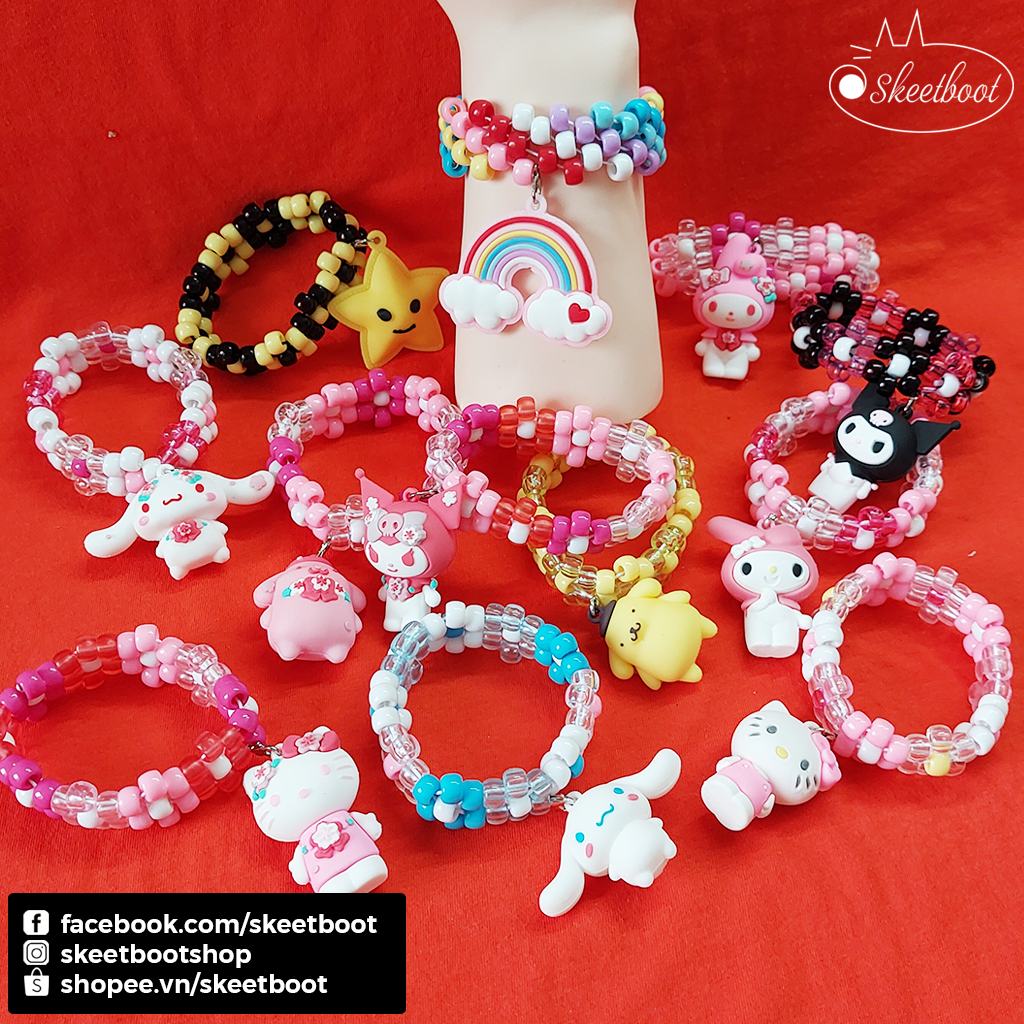 Kandi cuff đính charm nhiều mẫu - vòng tay kandi Kuromi Cinnamoroll ...