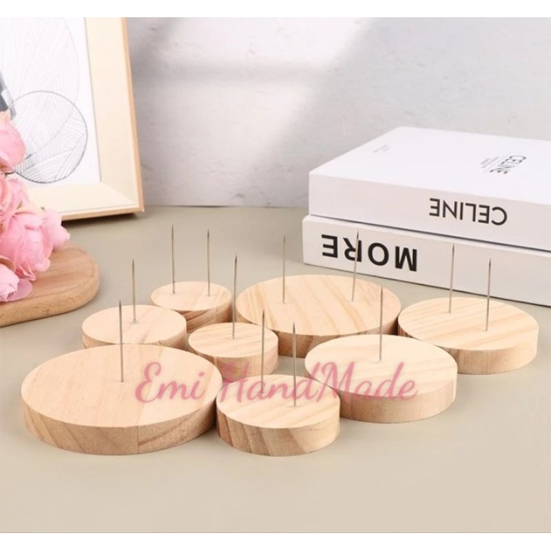 Giá gỗ, đế gỗ cắm thú len, trưng bày sản phẩm len móc, phụ kiện handmade