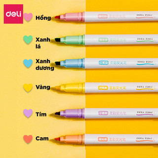 Set 6 Chiếc Bút Highlight Đánh Dấu Nhớ Dòng 6 Màu Cute Đánh Dấu Dạ Quang Take Note Ghi Chú Deli Bảng Màu Pastel Macaron