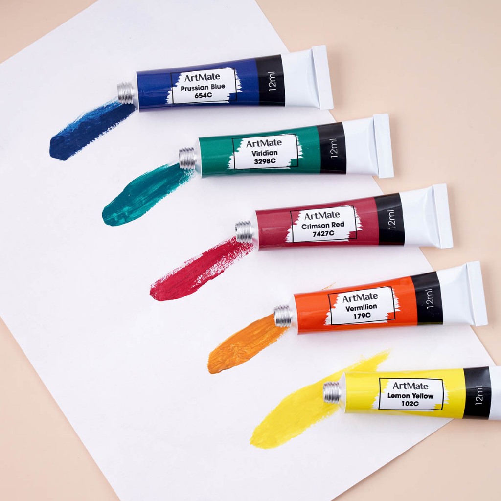 Màu Nước Acrylic Tuýp 12ml Che Phủ Cao, Chồng Được Màu, Màu Gouache Hũ Tuýp Màu Tươi Sáng, Dễ Pha Trộn Màu, Rửa Được