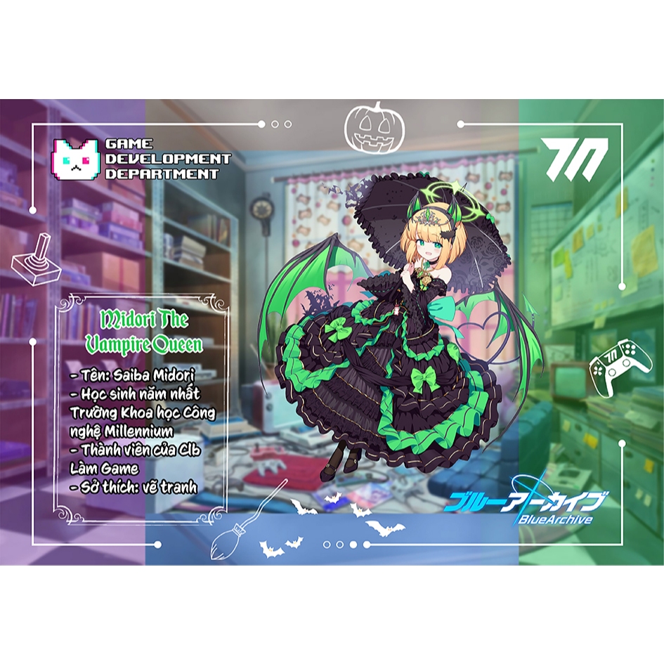 Mô hình Standee Nữ Chúa Vampire Midori Lưu Trữ Xanh (Blue Archive) Chủ ...