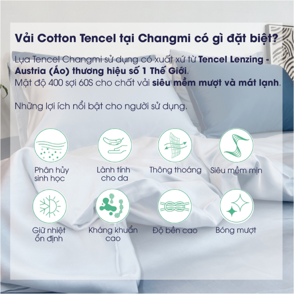Ảnh Vỏ chăn lụa 100% Tencel tự nhiên Changmi Bedding nhập khẩu Châu Âu chính hãng mềm mượt và mát lạnh 4