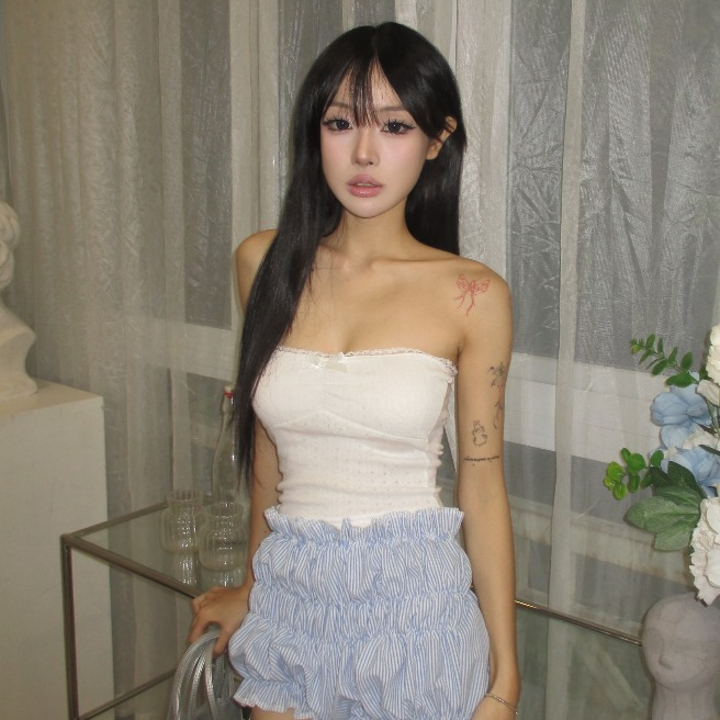 Áo Ống Tube Quyến Rũ Pepper Clothing Áo Ống Cotton Nữ Viền Ren Đính Nơ Màu Trắng Ngọt Ngào Dễ Thương - Ellie Top