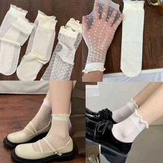 Tất vớ lolita ren lụa băng mỏng kiểu dán tiểu thư cho nữ
