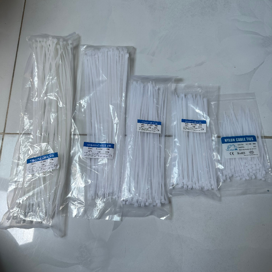 Dây Rút Nhựa/Thít Nhựa Trắng 10cm/20cm/30cm - Bọc 65-80 Sợi, Nylon PA66 ...
