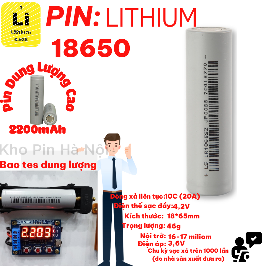 Cell Pin 18650 LS Xám 2000-2200mAh dòng xả cao 10C~20A Hàng mới 100% ...