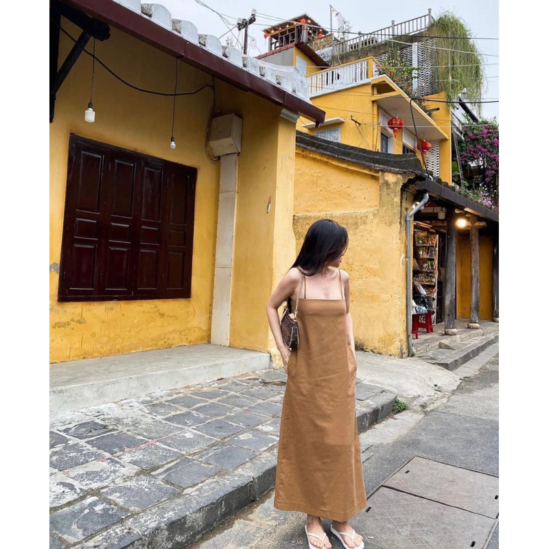 Đầm linen hai dây form suông basic THY DRESS [Mya house]