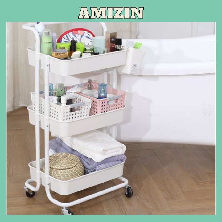 Kệ Đẩy 3 Tầng Đa Năng Chuyên Dụng Cho Spa - Đựng Đồ Cho Mẹ Bỉm Sữa( Có Bánh Xe)