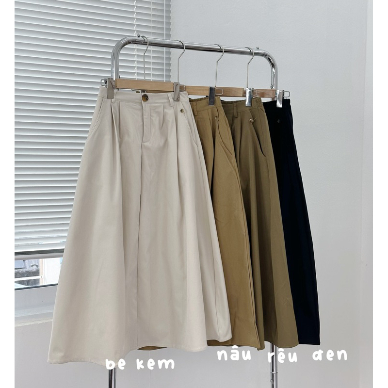 SA Chân váy kaki dáng dài vintage (ảnh thật) CV087 - SamHi Closet