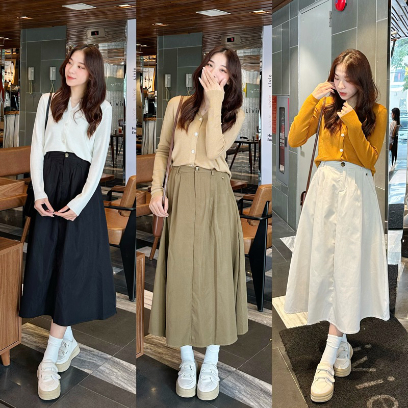 SA Chân váy kaki dáng dài vintage (ảnh thật) CV087 - SamHi Closet
