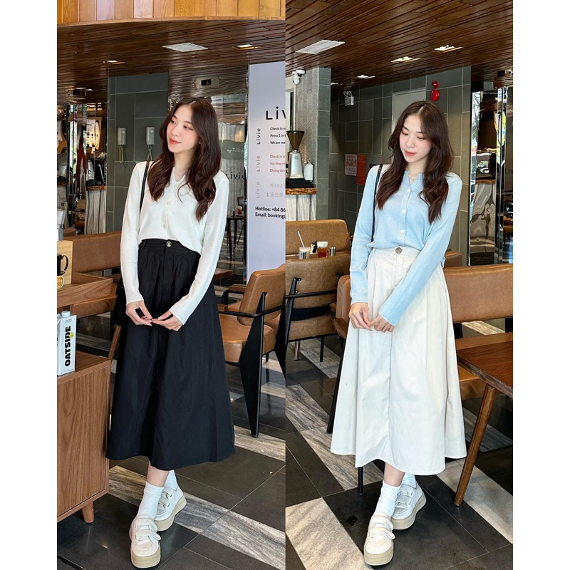 SA Chân váy kaki dáng dài vintage (ảnh thật) CV087 - SamHi Closet