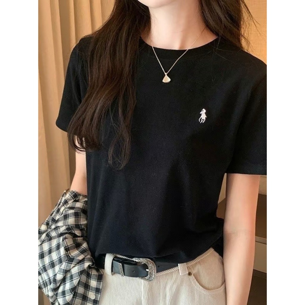 Aó Phông Nữ Cotton Tàu Thêu Ngựa Cổ Tròn Form Rộng Freesize Mã 886 | BigBuy360 - bigbuy360.vn
