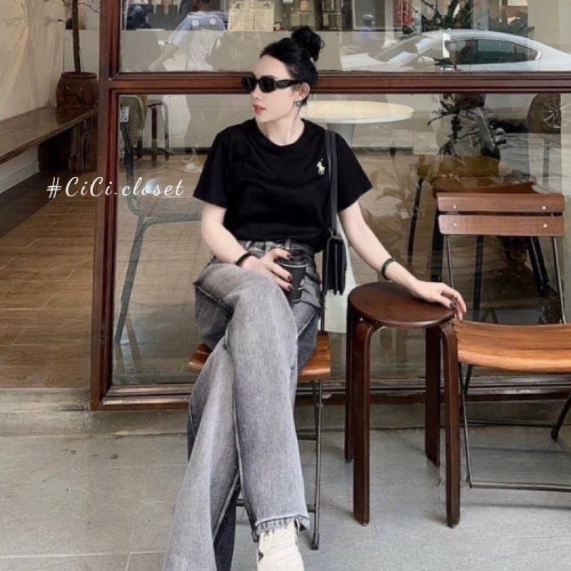 Aó Phông Nữ Cotton Tàu Thêu Ngựa Cổ Tròn Form Rộng Freesize Mã 886 | BigBuy360 - bigbuy360.vn