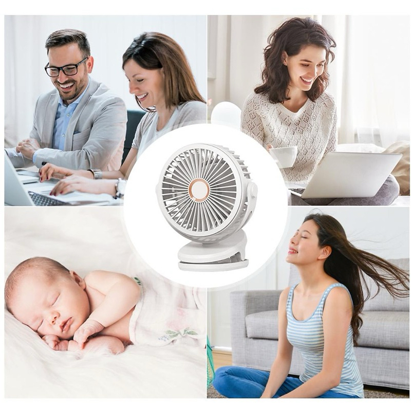 Quạt Kẹp Bàn Tích ĐIện Xoay 360 độ Pin Sạc 10.000mAh Dung Lượng Lớn