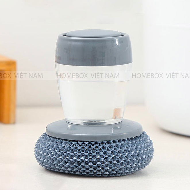 BÀN CHẢI CỌ XOONG NỒI, CỌ BẾP - CỌ RỬA BÁT ĐĨA CÓ BÌNH ĐỰNG XÀ PHÒNG - Dụng Cụ Nhà Bếp Cọ Xoong Nồi Thông Minh AK589
