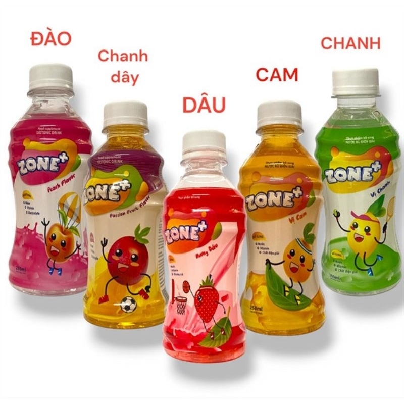 lôc 6 chai nước uống bù điện giải,ion, khoáng,chai 250ml nhiều vị Zone +