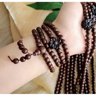 Tràng 108 hạt gỗ mun tự nhiên có sen ( ĐEN )
