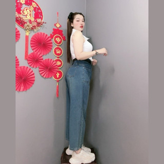 Quần Jean Nữ Bigsize Ống Rộng Dáng Baggy Lưng Cao Tôn Dáng Dễ Phối Đồ Túi Trước J8 58-93kg