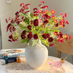 Bình Hoa Gốm Sứ Bát Tràng Dáng Tròn Cao Cổ 22cm Lọ Hoa Nhiều Màu Cắm Hoa, Để bàn Đẹp Gomdecortsc