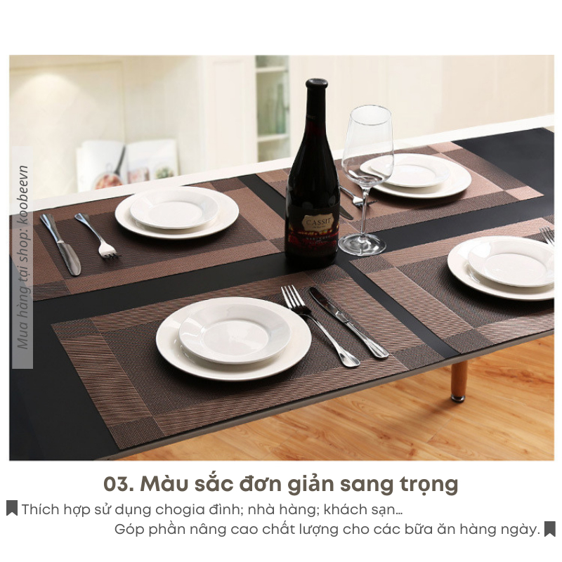 [Loại 1] Tấm Lót Bàn Ăn Placemat PVC Phong Cách Châu Âu Cách Nhiệt Chống Thấm Chống Trơn Trượt Cao Cấp | 087