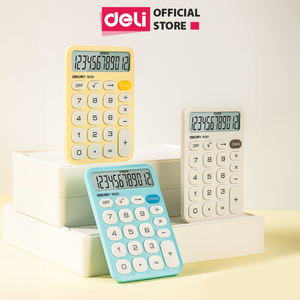 Máy Tính 12 Số Deli Chất Lượng Cao Máy Tính Cầm Tay Để Bàn Tiện Dụng Cho Văn Phòng, Buôn Bán Màu Xinh Xắn