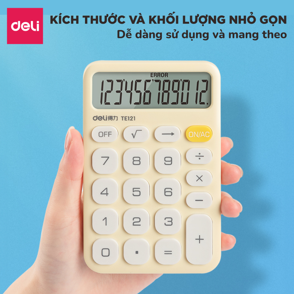 Máy Tính 12 Số Deli Chất Lượng Cao Máy Tính Cầm Tay Để Bàn Tiện Dụng Cho Văn Phòng, Buôn Bán Màu Xinh Xắn