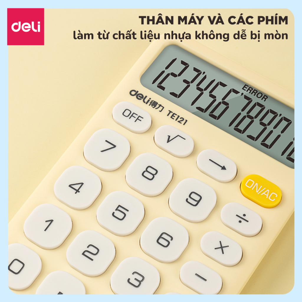 Máy Tính 12 Số Deli Chất Lượng Cao Máy Tính Cầm Tay Để Bàn Tiện Dụng Cho Văn Phòng, Buôn Bán Màu Xinh Xắn