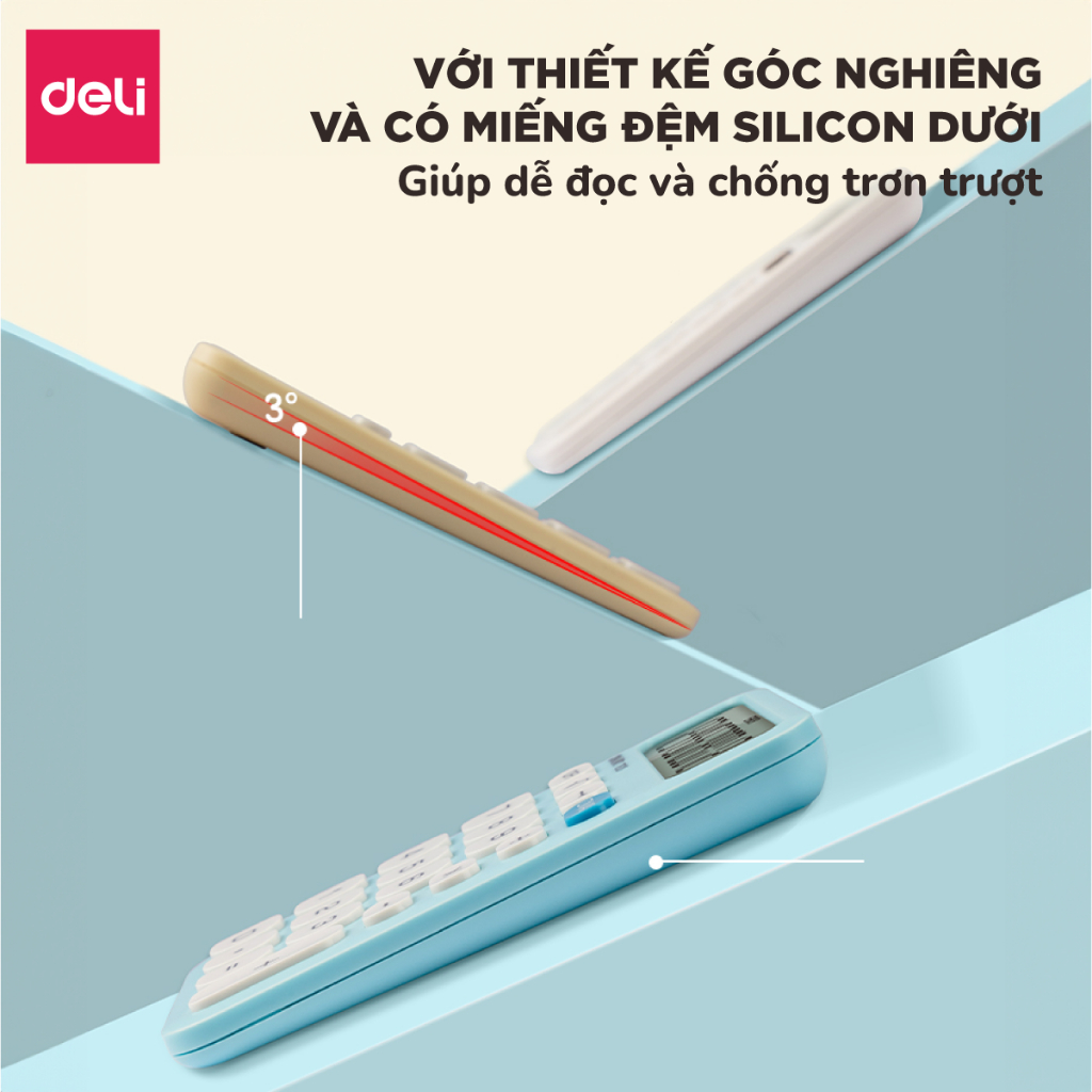 Máy Tính 12 Số Deli Chất Lượng Cao Máy Tính Cầm Tay Để Bàn Tiện Dụng Cho Văn Phòng, Buôn Bán Màu Xinh Xắn