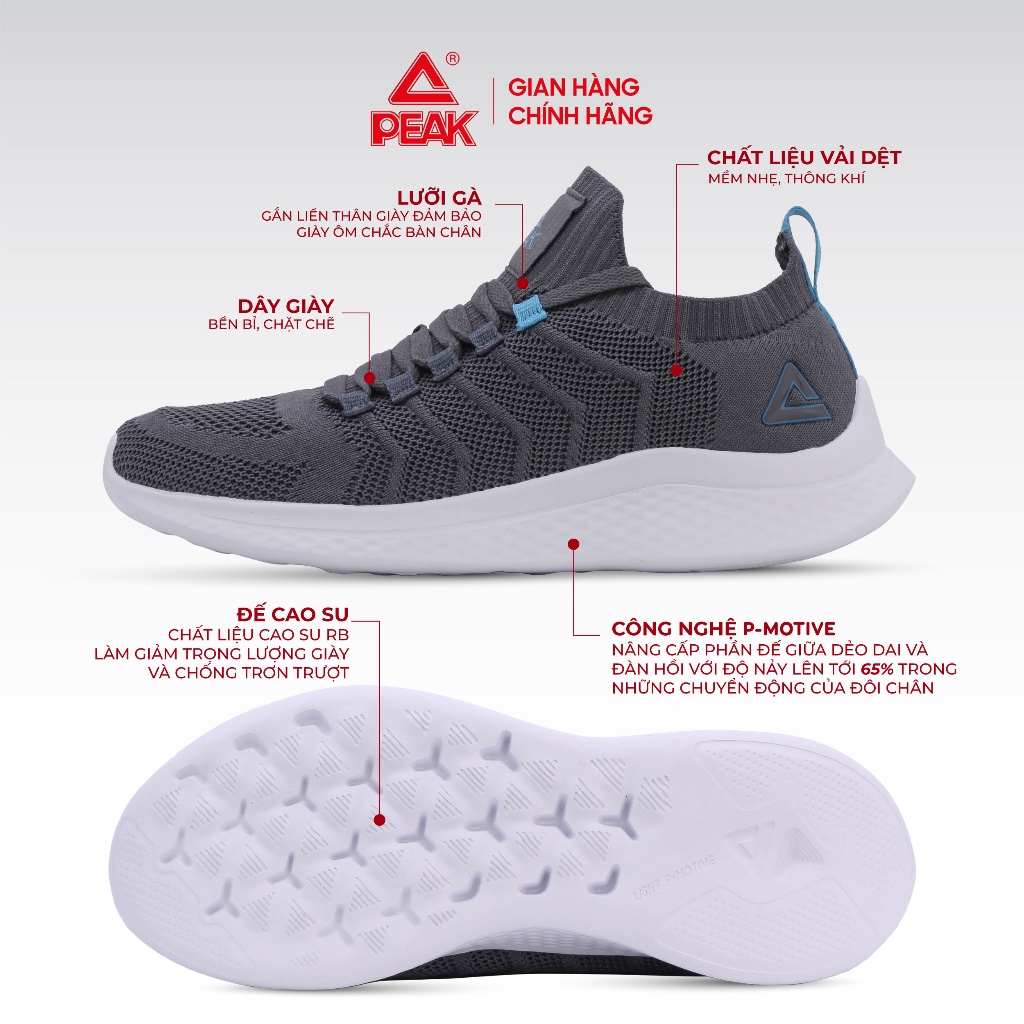 Ảnh Giày chạy bộ nam thể thao PEAK Running Feather Lite Công nghệ đệm đế EVA siêu nhẹ thoáng khí EW2207H 3