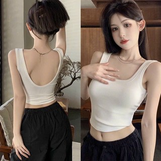 Áo Bra 2 Dây Cotton Trơn Cổ Vuông Thiết Kế Hở Lưng Sexy , Kèm Mút Đệm mã 2896