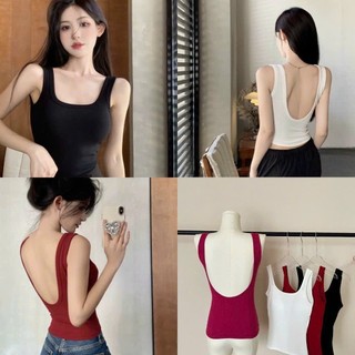 Áo Bra 2 Dây Cotton Trơn Cổ Vuông Thiết Kế Hở Lưng Sexy , Kèm Mút Đệm mã 2896