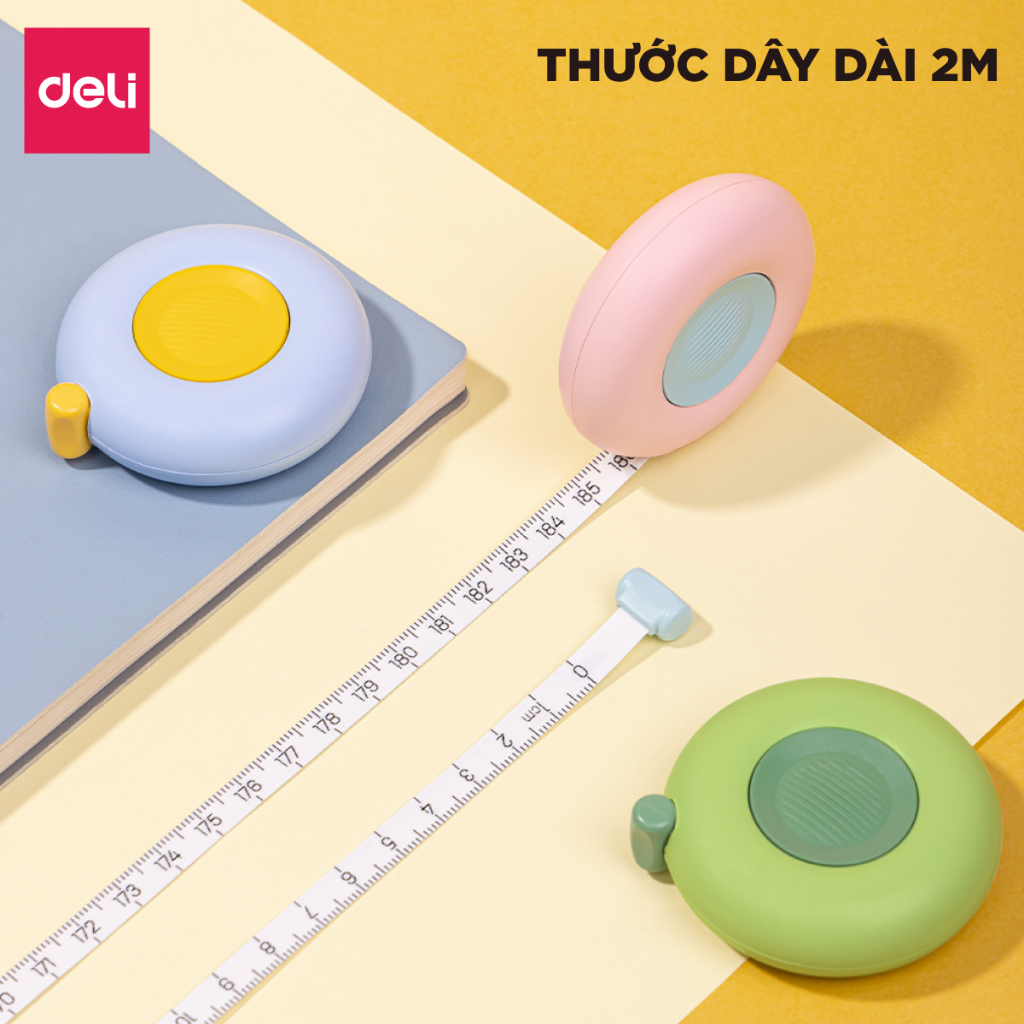Thước Dây Thước Cuộn Mini Deli Đa Năng 2M, Đo Số Đo Cơ Thể, Đồ Đạc - Thiết Kế Tinh Tế, Hiện Đại, Tiện Dụng