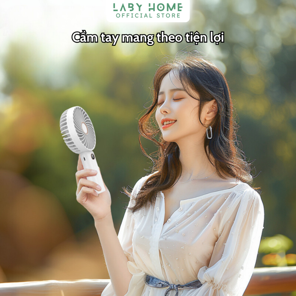 Quạt Mini Cầm Tay Tích Điện Làm Mát Nhanh, Sạc Nhanh, Màn Hình LCD Hiển Thị Tốc Độ Gió, Quạt Để Bàn Làm Việc LABY HOME