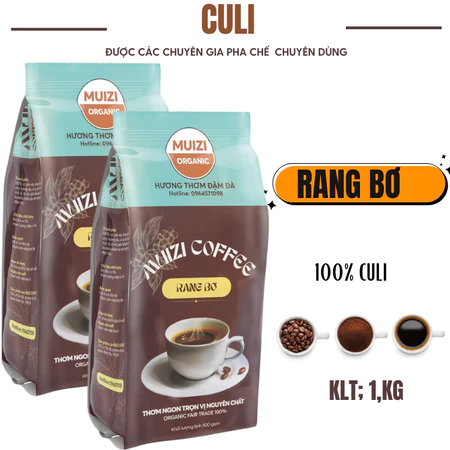 Cà phê hạt nguyên chất, CULI rang bơ 100% CULI rang xay nguyên chất ( 1KG )
