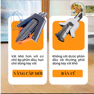 Cây lau nhà tự vắt thông minh bản nâng cấp, tổng cộng 2 đầu bông bọt biển siêu thấm hút