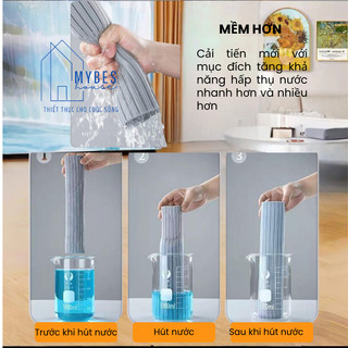 Cây lau nhà tự vắt thông minh bản nâng cấp, tổng cộng 2 đầu bông bọt biển siêu thấm hút