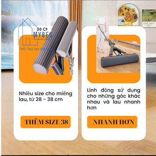 Cây lau nhà tự vắt thông minh bản nâng cấp, tổng cộng 2 đầu bông bọt biển siêu thấm hút