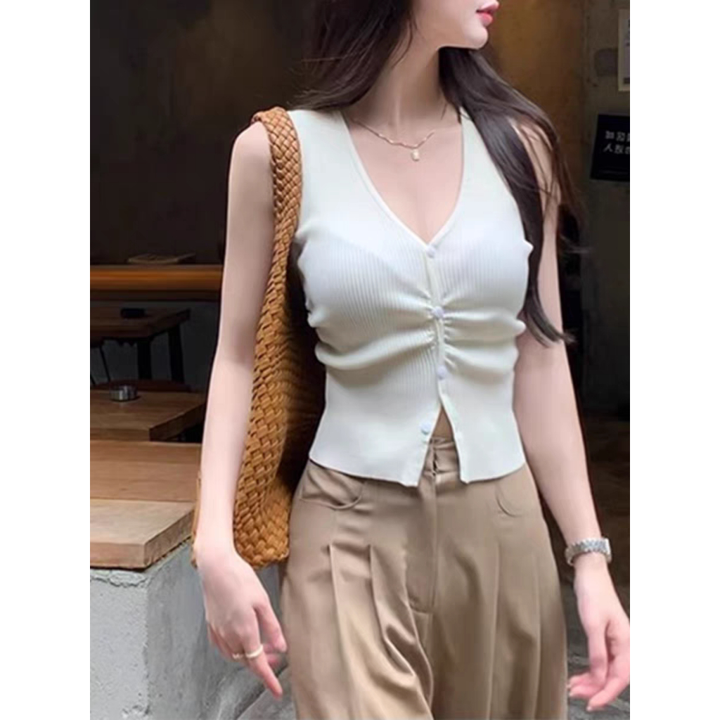 [CÓ SIZE] Áo Sát Nách Nút Cài Cổ Tim Xinh RANSHI HÀNG LOẠI 1 Phong Cách Hàn Quốc Sang Chảnh Cá Tính Dễ Phối Đồ - RA149