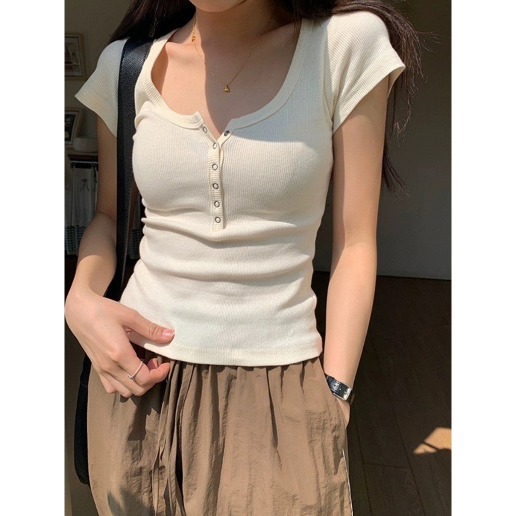 [CÓ SIZE] Áo Thun Ngắn Tay RANSHI Cổ Tròn Form Dáng Basic Chất Thun Tăm Co Giãn Dễ Phối Đồ