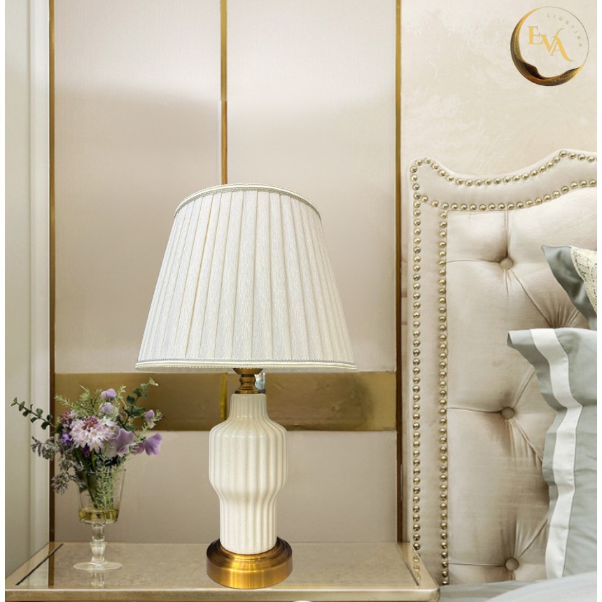 Đèn bàn gốm đèn ngủ decor EVA trang trí phòng khách, phòng ngủ, bàn làm việc phong cách hiện đại bảo hành 12 tháng