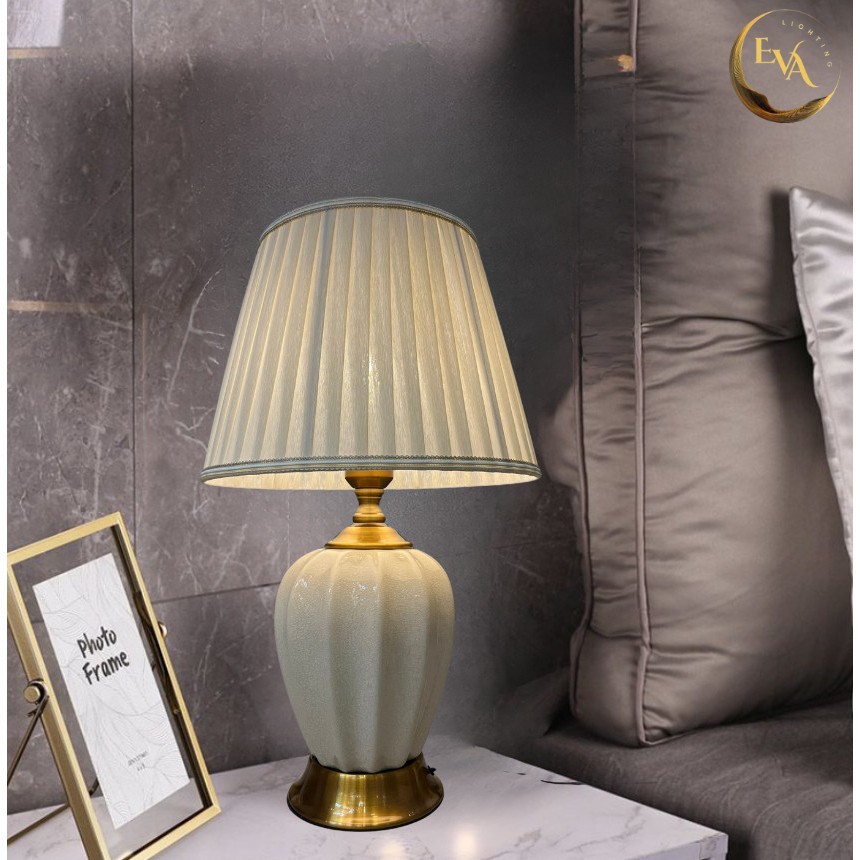 Đèn bàn gốm đèn ngủ decor EVA trang trí phòng khách, phòng ngủ, bàn làm việc phong cách hiện đại bảo hành 12 tháng