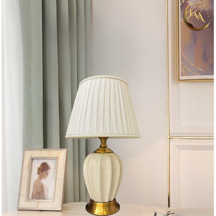 Đèn bàn gốm đèn ngủ decor EVA trang trí phòng khách, phòng ngủ, bàn làm việc phong cách hiện đại bảo hành 12 tháng