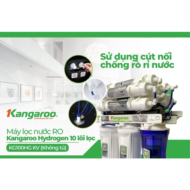 Máy Lọc Nước RO KG100HG-KV Kangaroo Chính Hãng 10 Lõi Lọc Bảo Hành 2 Năm Toàn Quốc Thiết Kế Nhỏ Gọn Để Gầm Bếp